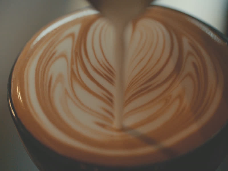 Espresso latte with latte art